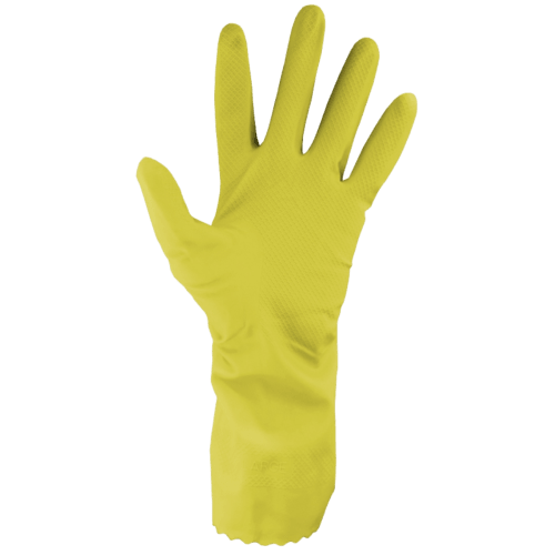 Gant de ménage latex flocké coton jaune taille S (6/7) photo du produit