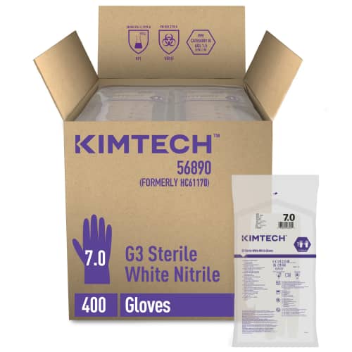 Gant de protection chimique stérile Kimtech Pure G3 White blanc non poudré 30cm taille 7 photo du produit front L