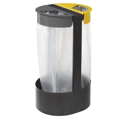 Collecteur tri sélectif métal Citwin Premium 2 x 75L gris/jaune Rossignol photo du produit front L