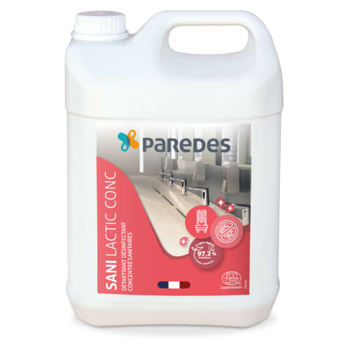 Détartrant désinfectant Ecocert Paredes SANI LACTIC CONC bidon de 5L photo du produit front L