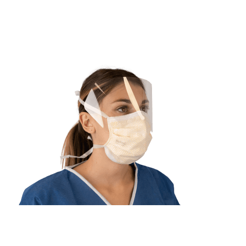 Masque médical Op-Air One Splash type IIR Kolmi bleu à lanières avec visière photo du produit front L