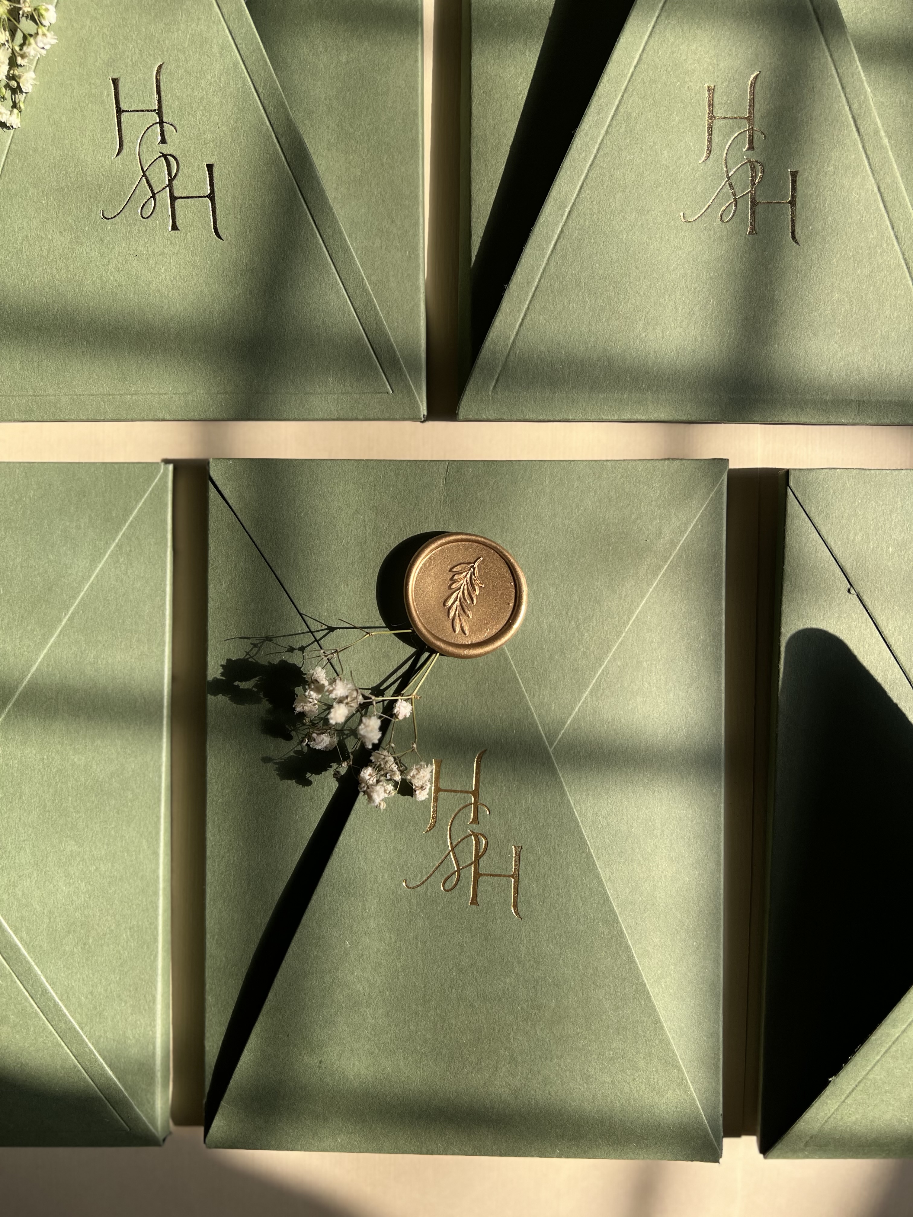Sage Monogram Envelope
