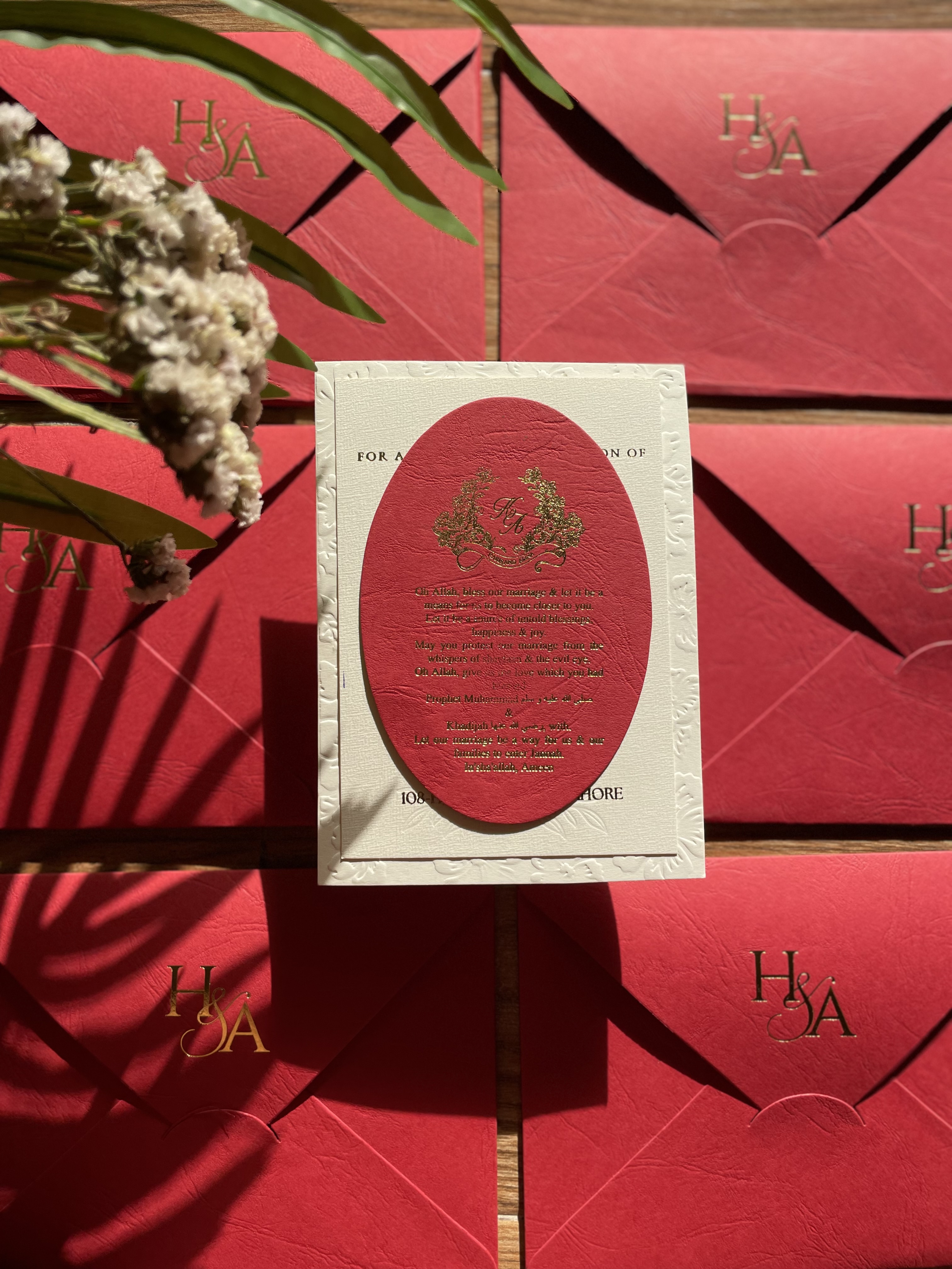 Crimson Embossed Floral Suite
