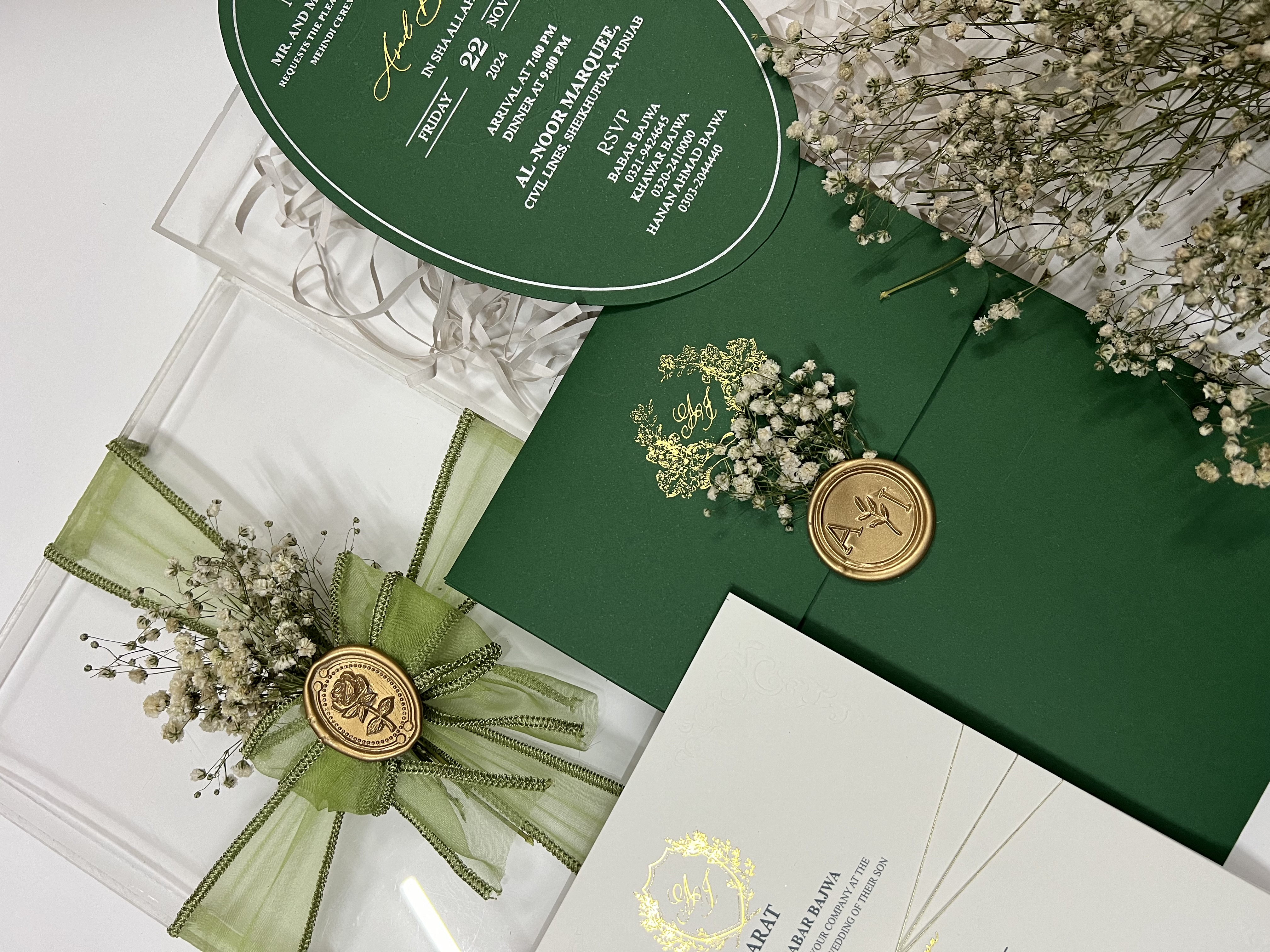Emerald Acrylic Ribbon Box