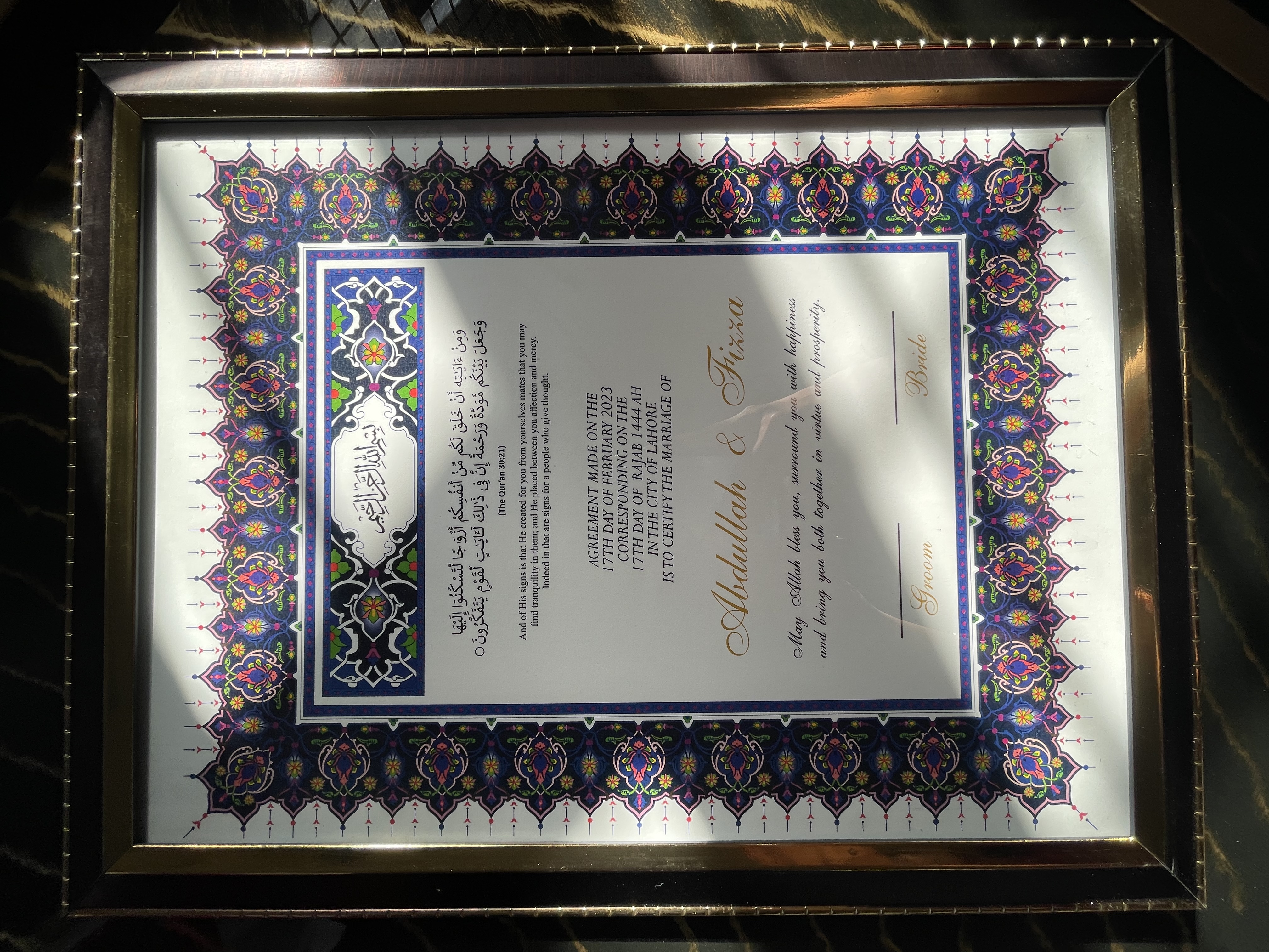 Jewel Bloom Nikkahnama Frame