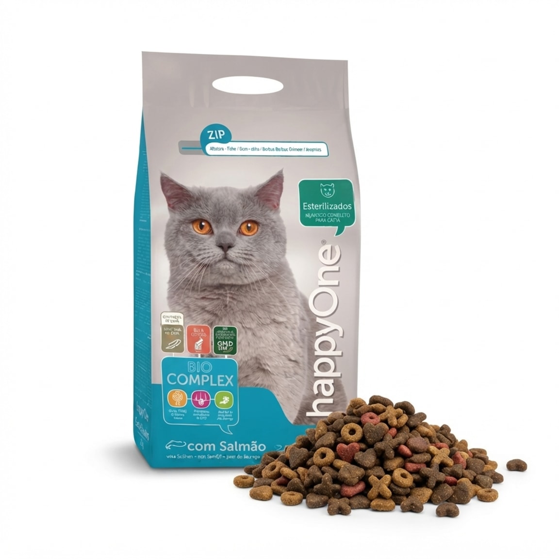 Happy One 2 kg Reempaquetado Gatos Esterilizados - Control de Peso y Salud Urinaria 