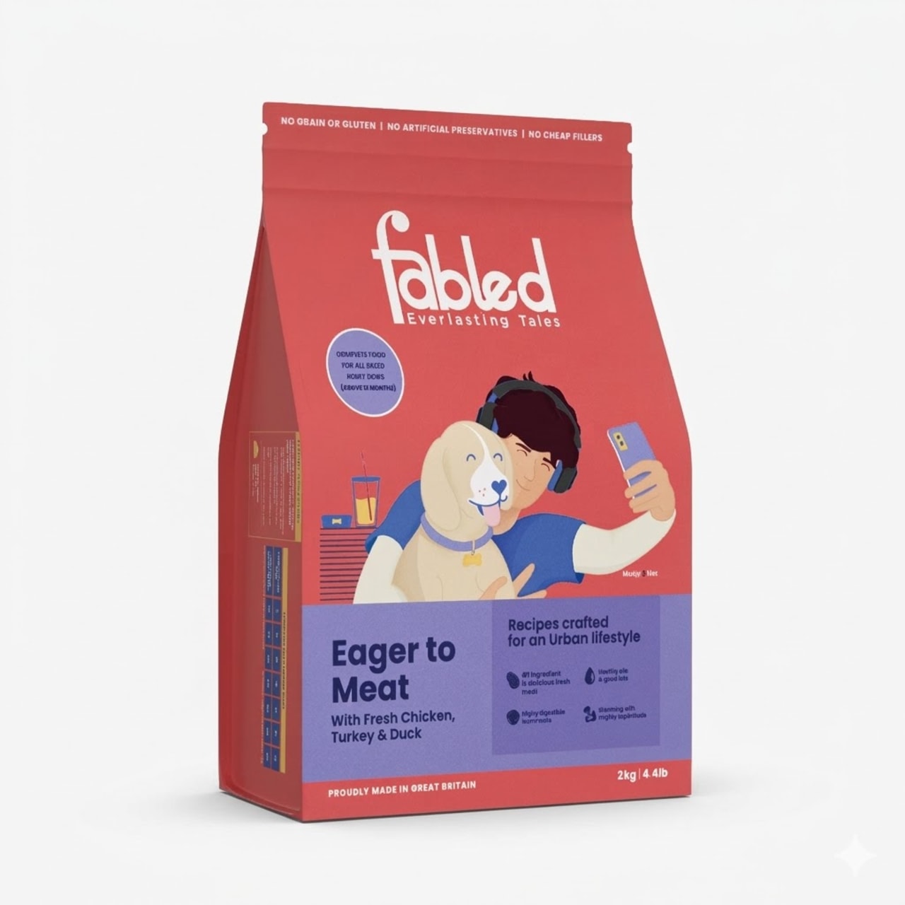 Fabled Eager to Meat 2 Kg - Alimento Libre de Granos con Pollo y Cordero para Perros Adultos