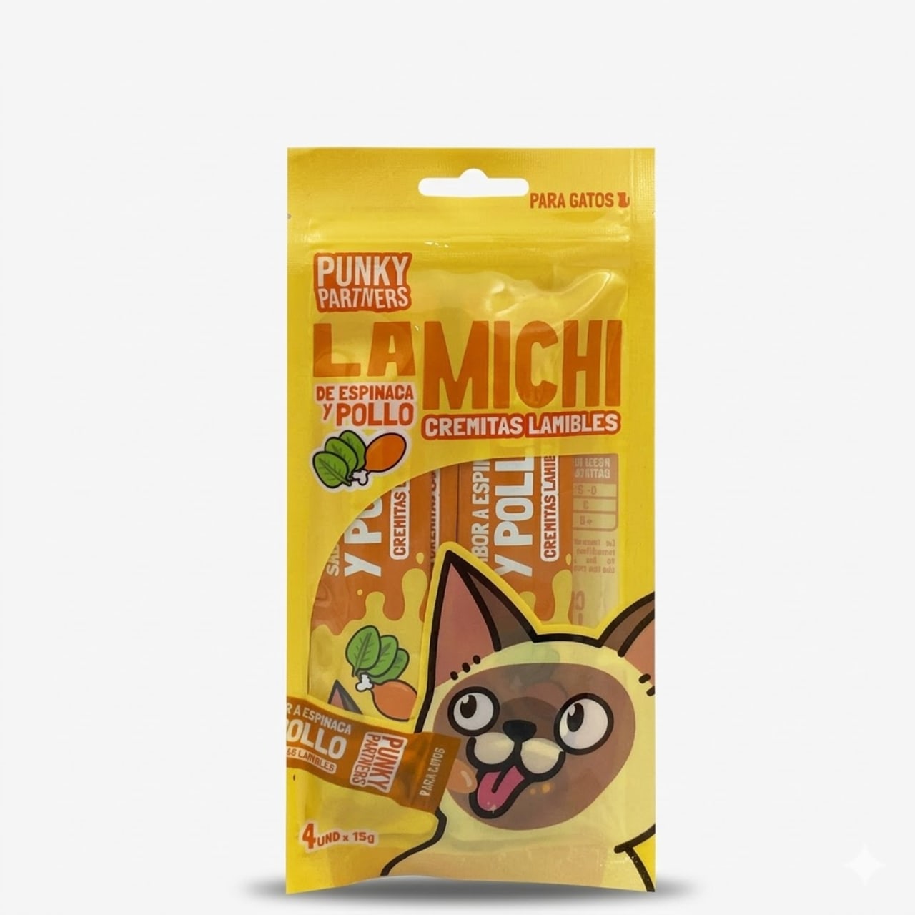 Punky Partners Michi Pollo Snack Cremoso para Gatos - Pack 4 Unidades
