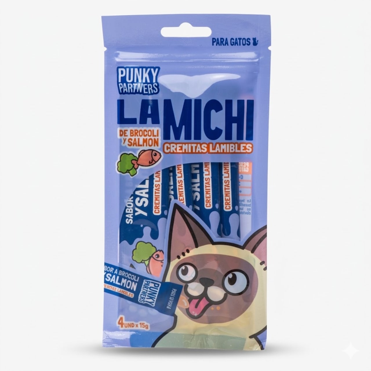 Punky Partners Michi Salmón Snack Cremoso para Gatos - Pack 4 Unidades