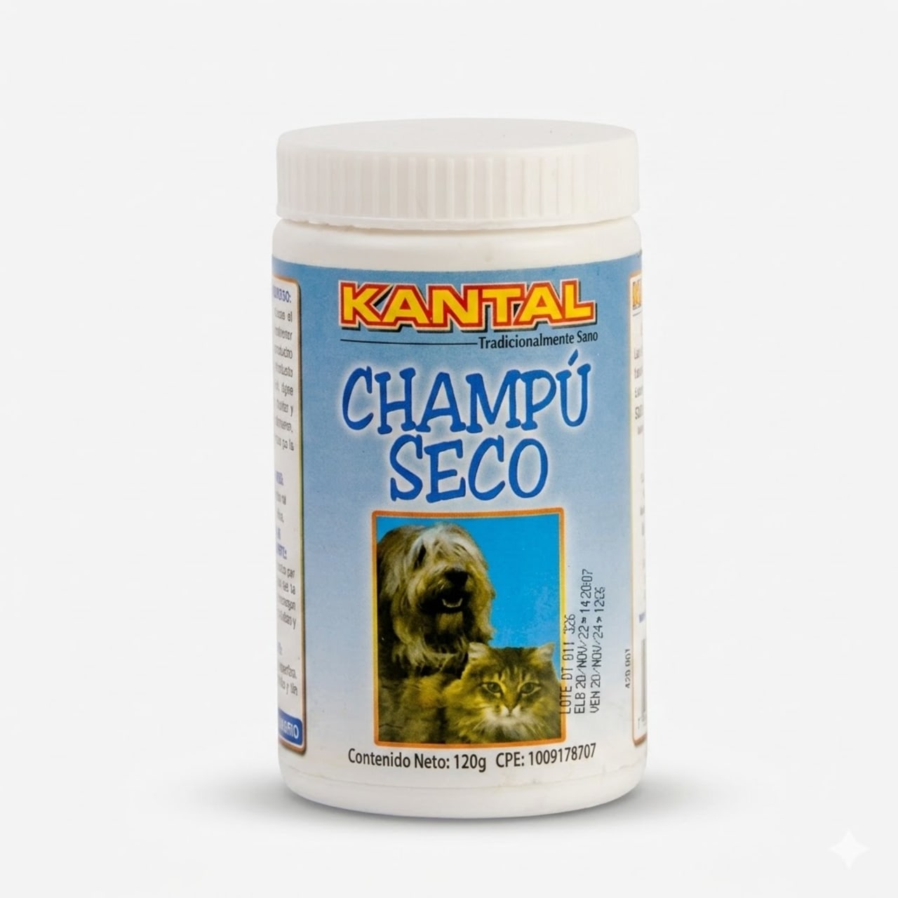 Kantal Champú Seco 120 Gr - Limpieza Instantánea sin Agua para Mascotas y Cachorros