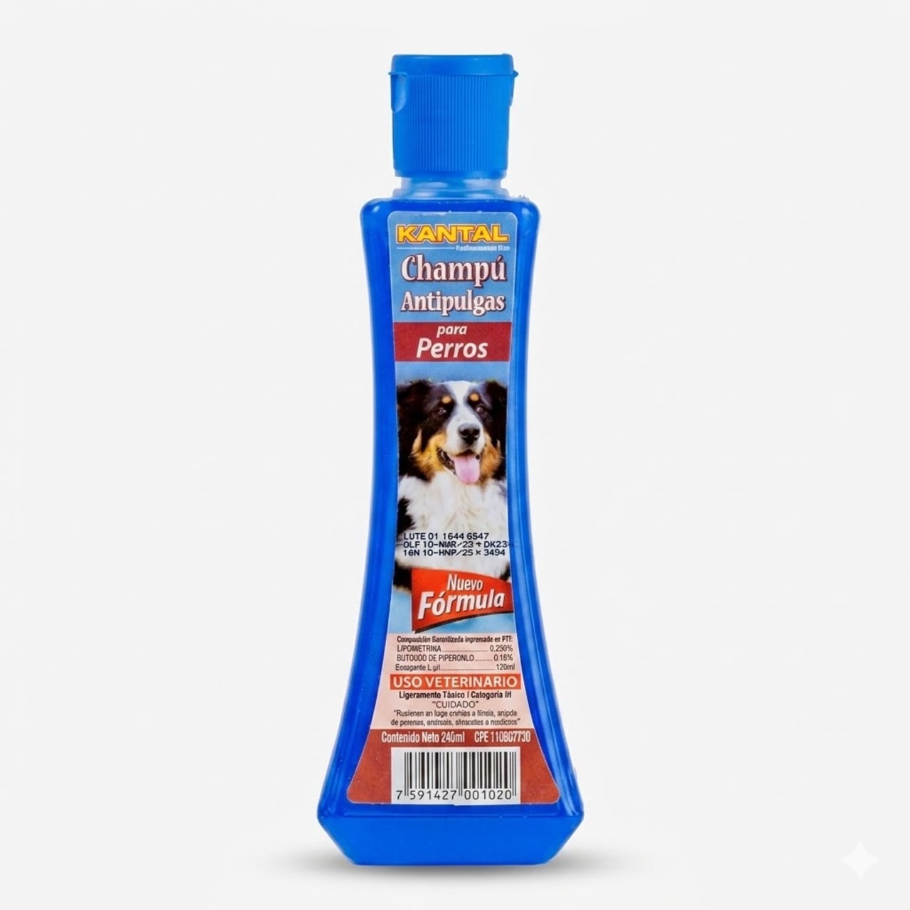 Kantal Champú Antipulgas 240 ML - Baño Medicado para el Control de Parásitos Externos