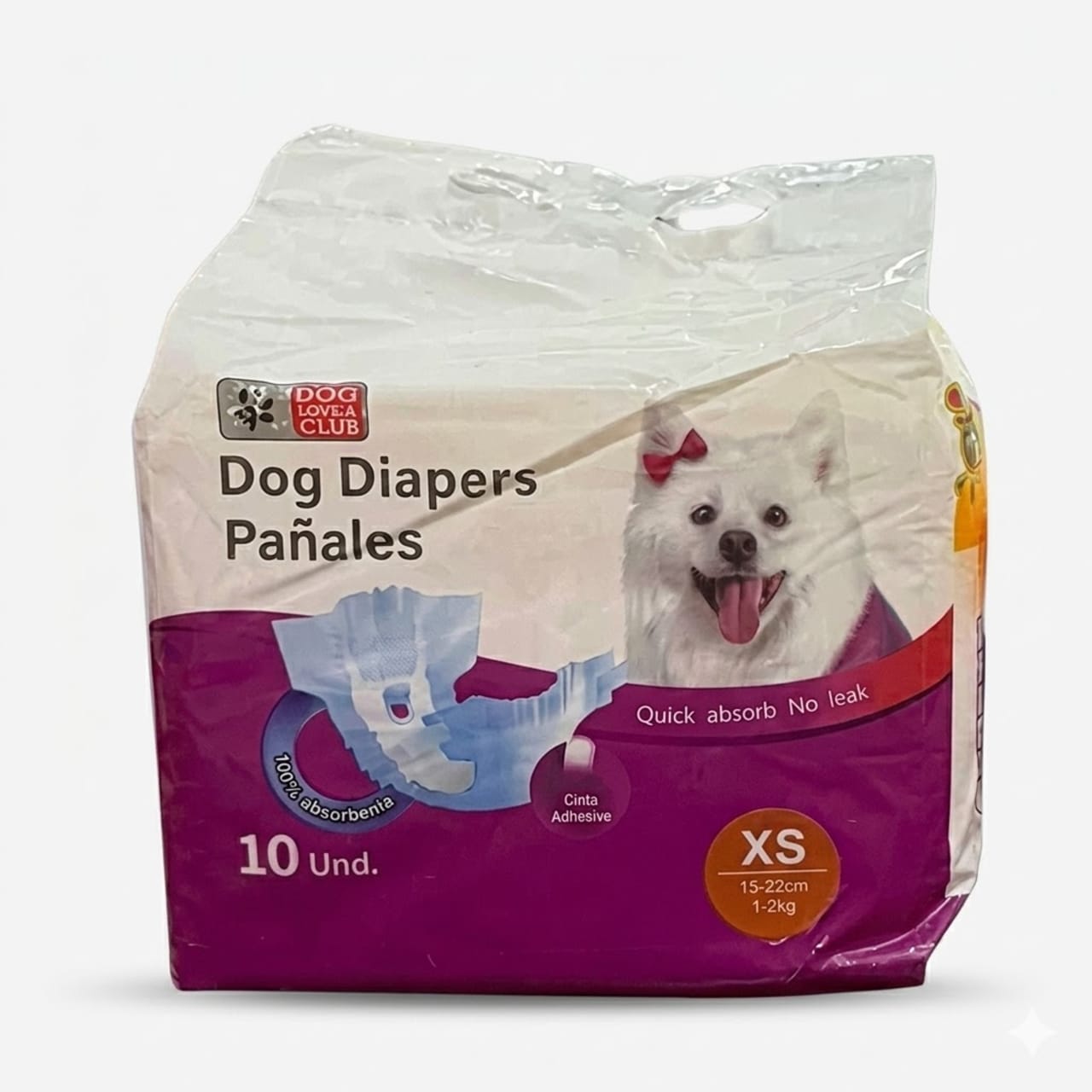 Pañal Absorbente para Perros Talla XS Cómodo Desechable Hembra Macho