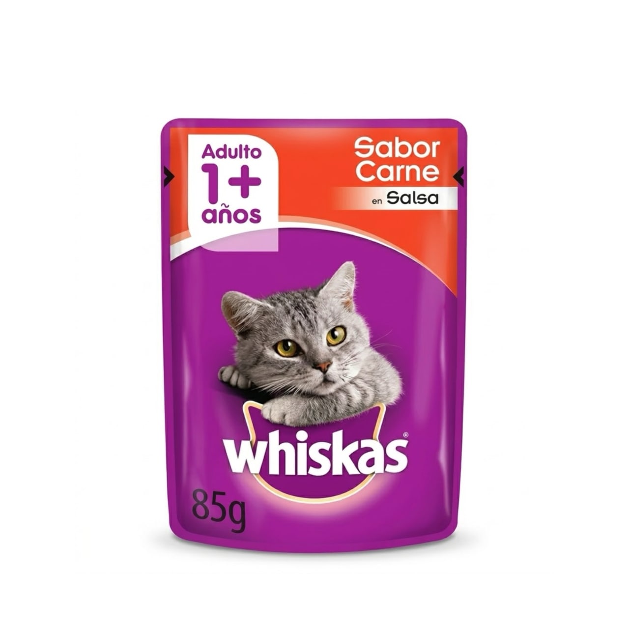 Whiskas Alimento Húmedo para Gatos Adultos Sabor Carne - Sobrecito 85 g