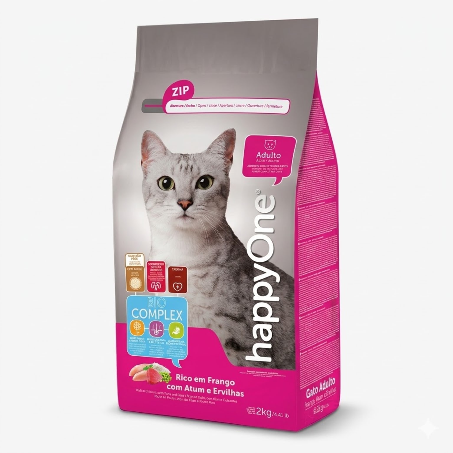Happy One 2 Kg Alimento para Gatos Adultos Sabor Atún y Pollo  - Imagen 1
