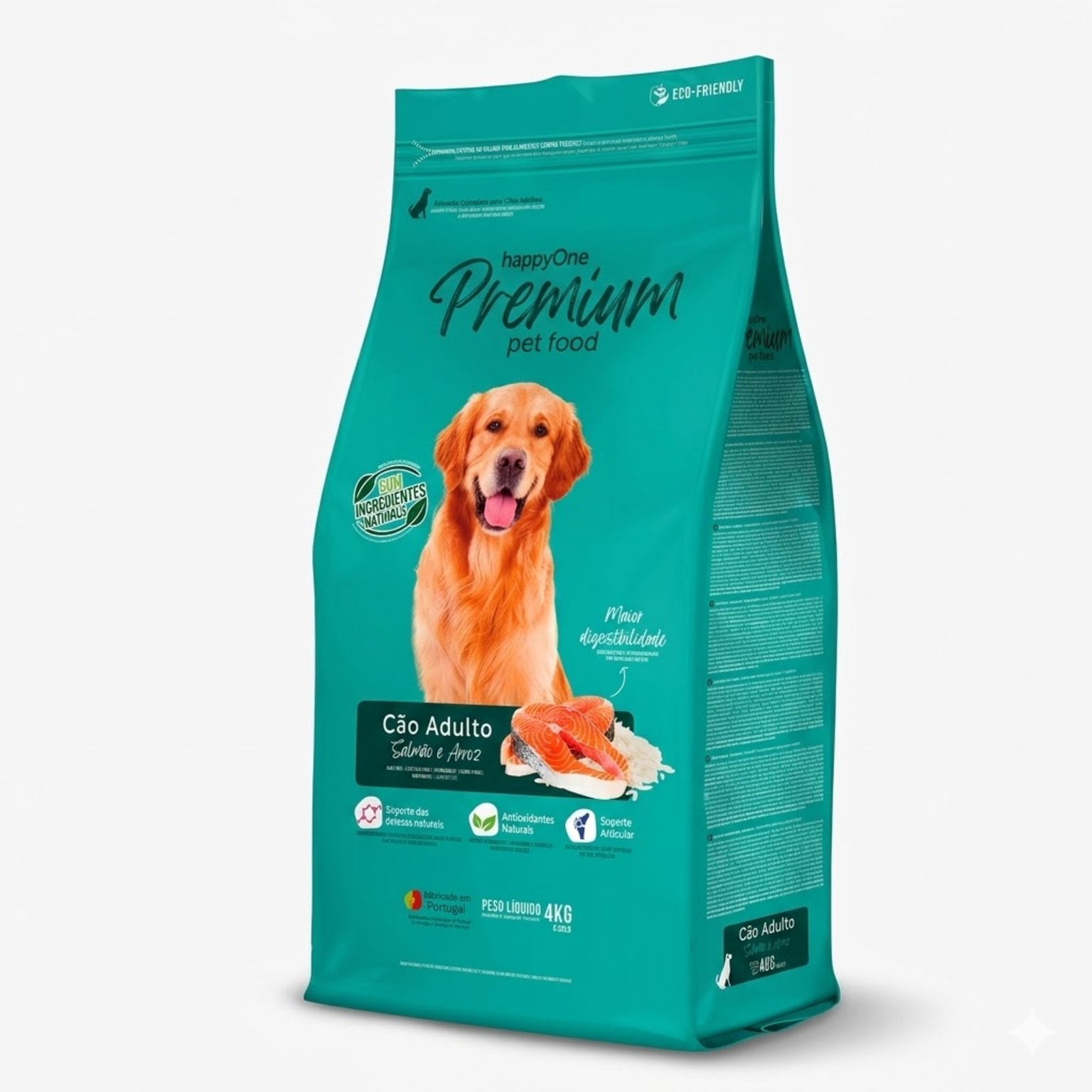 Happy One Alimento Seco para Perros Adultos sabor a Salmon y Arroz Premium Bolsa de 4 Kg - Imagen 1