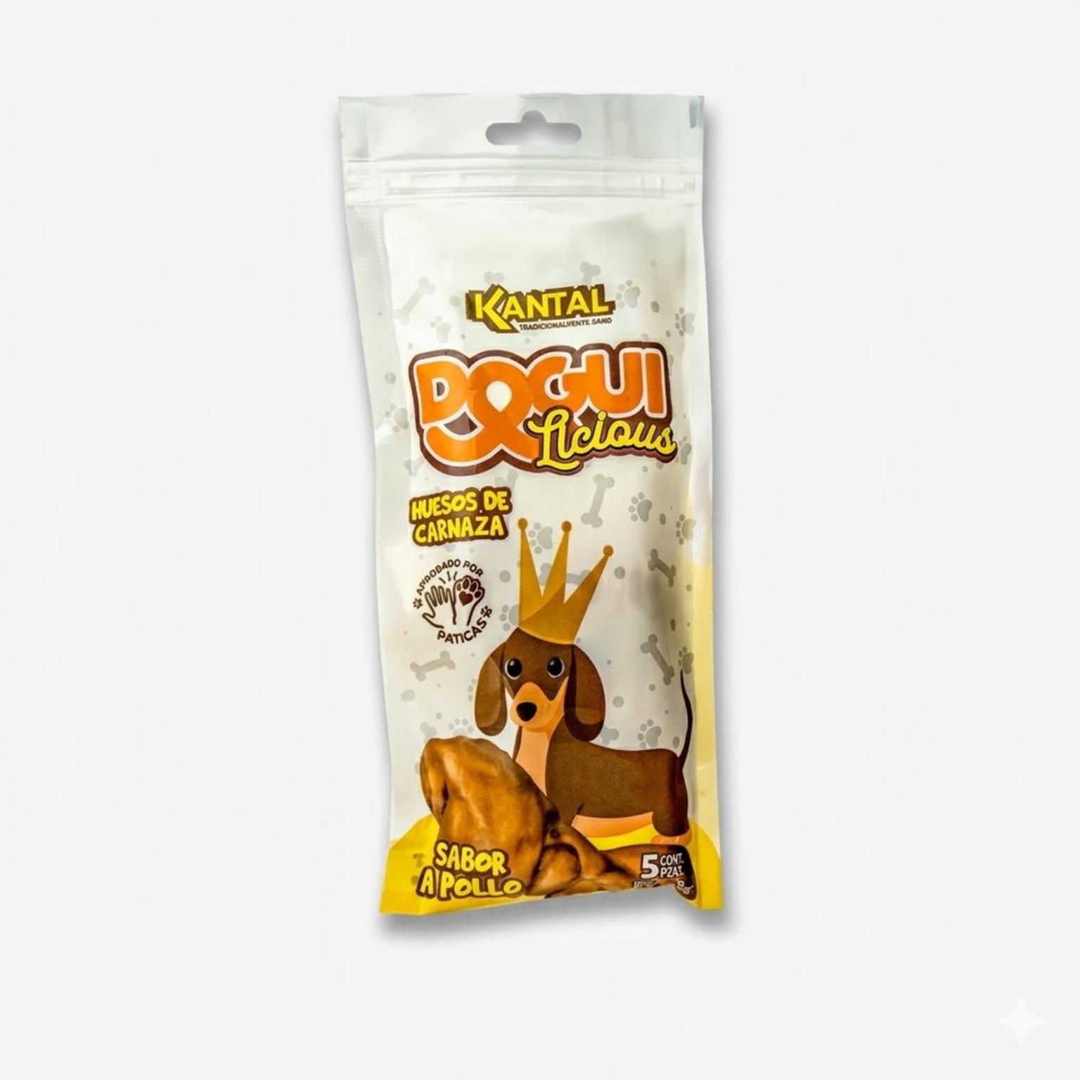 Kantal Dogulicious Hueso Pollo 5 Unidades - Huesos de Piel de Res con Sabor a Pollo para Limpieza - Imagen 1
