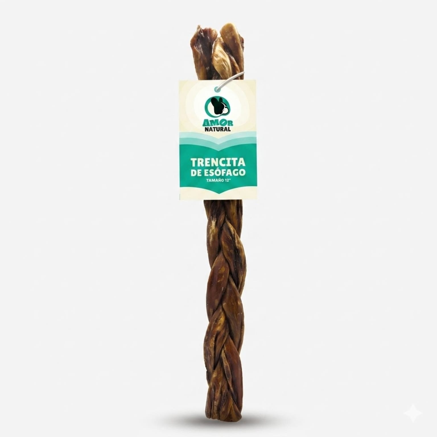 Trencita de Esófago Natural 12 Pulgadas Amor Natural | Premio Masticable para Perros - Imagen 1