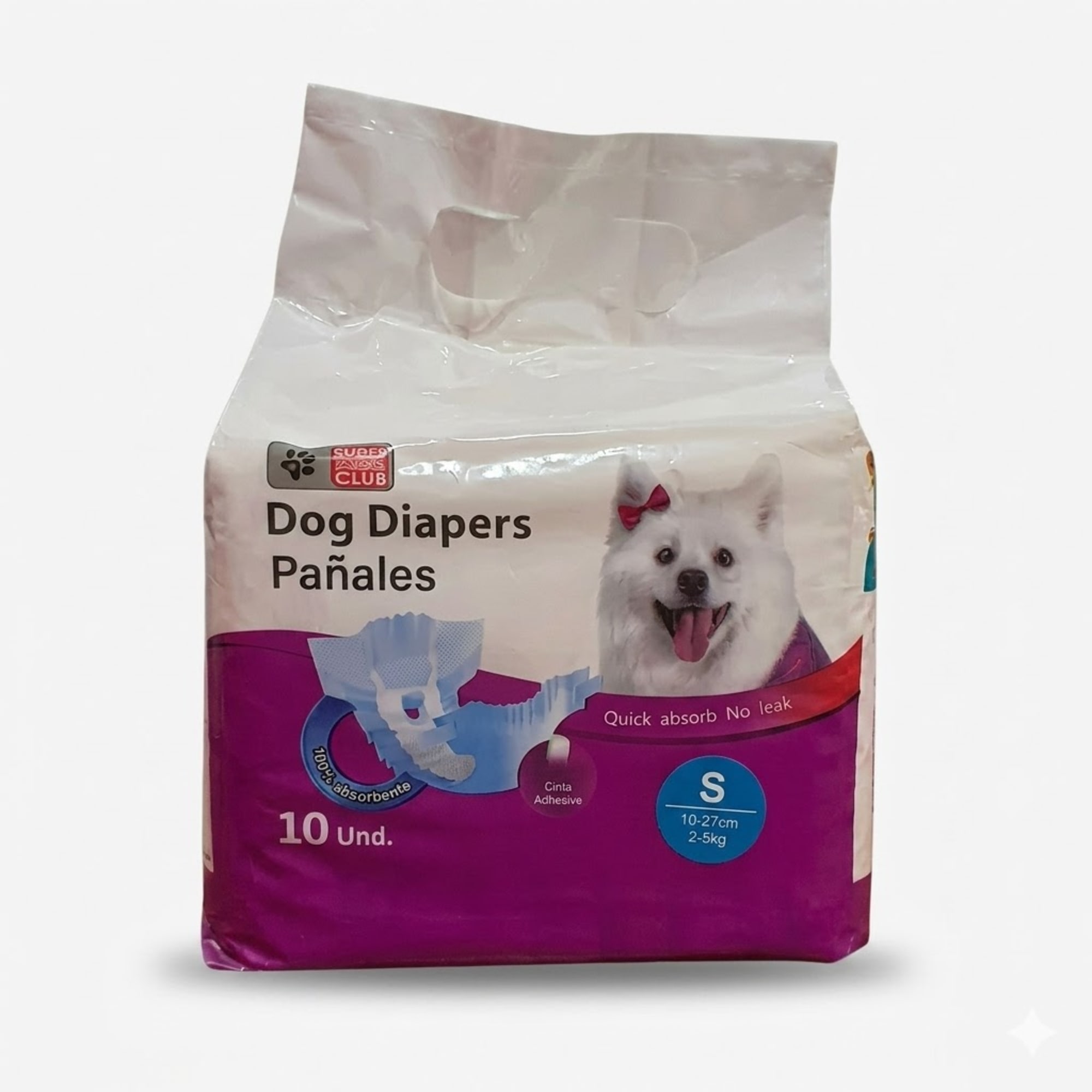 Pañal Absorbente para Perros Talla S Cómodo Desechable Hembra Macho