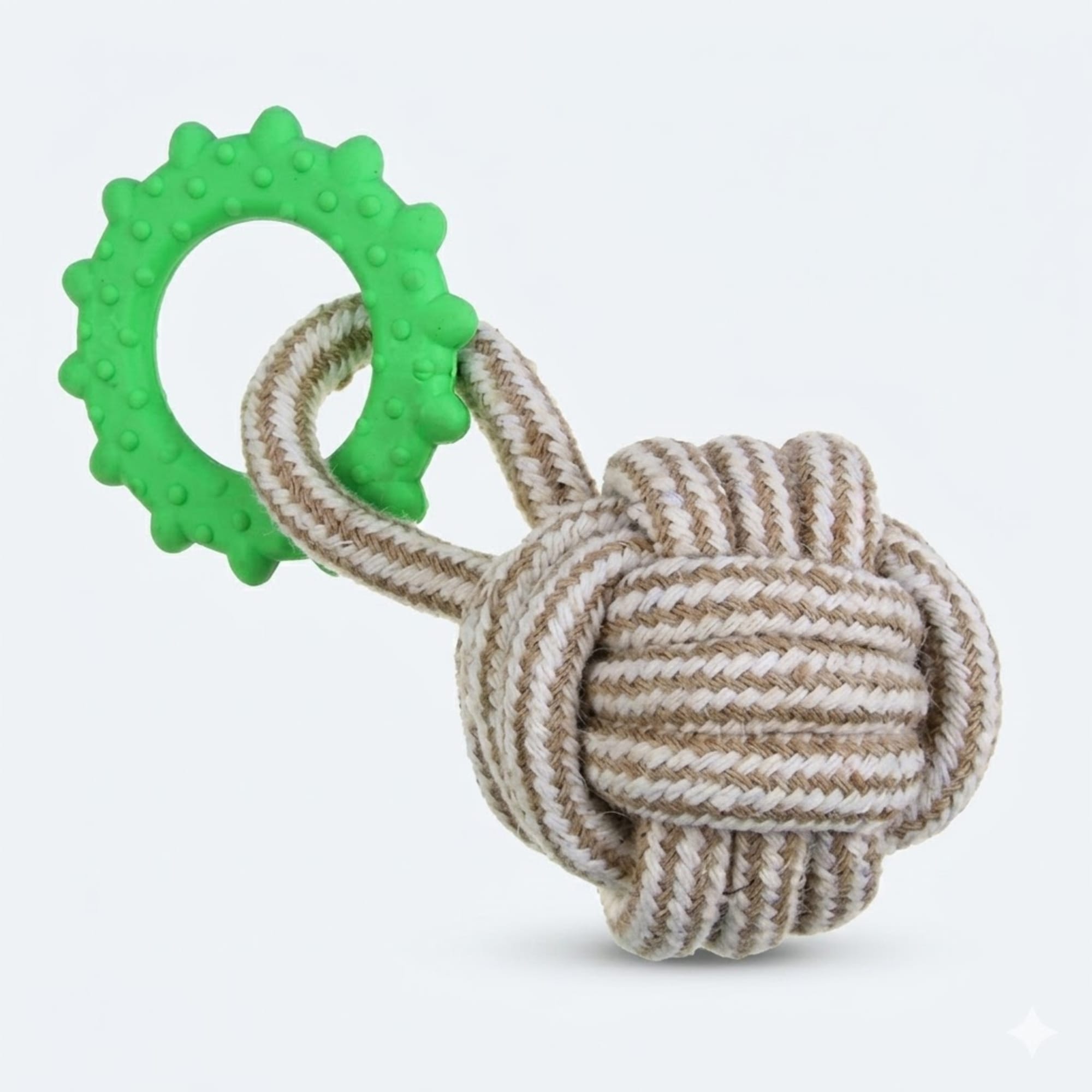 Juguete Bola Anillo Beige Verde GUAO 31cm Resistente Mascotas