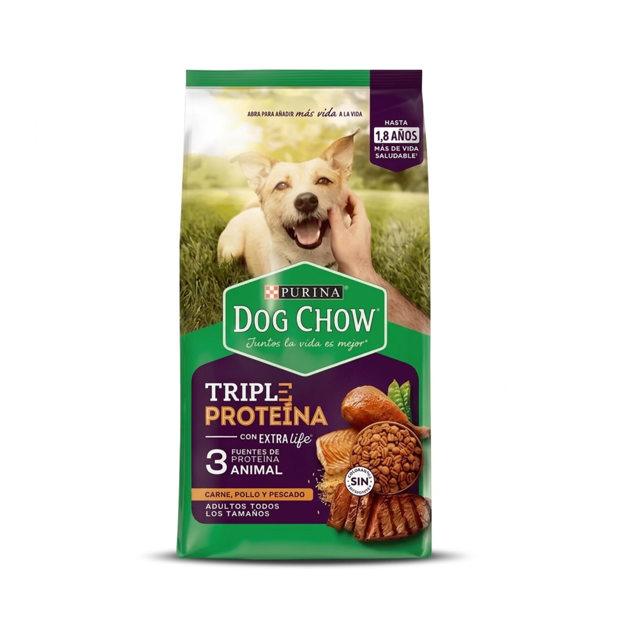 Purina Dog Chow 2 Kg Alimento Seco para Perros Adultos Triple Proteína Sin Colorantes