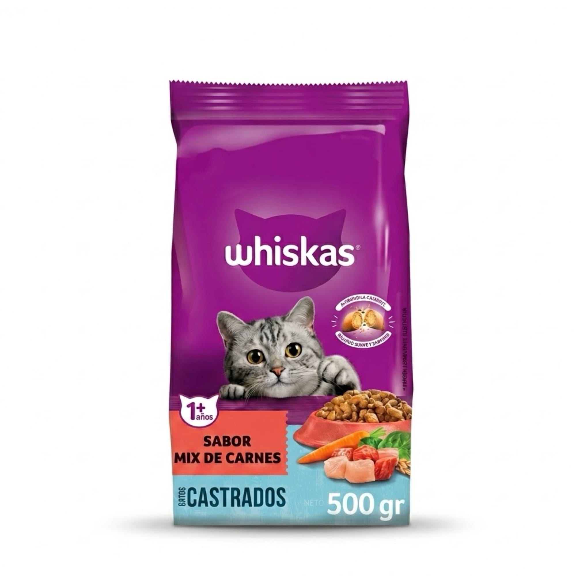 Whiskas 500 Gr Alimento Seco para Gatos Castrados Sabor Mix de Carnes