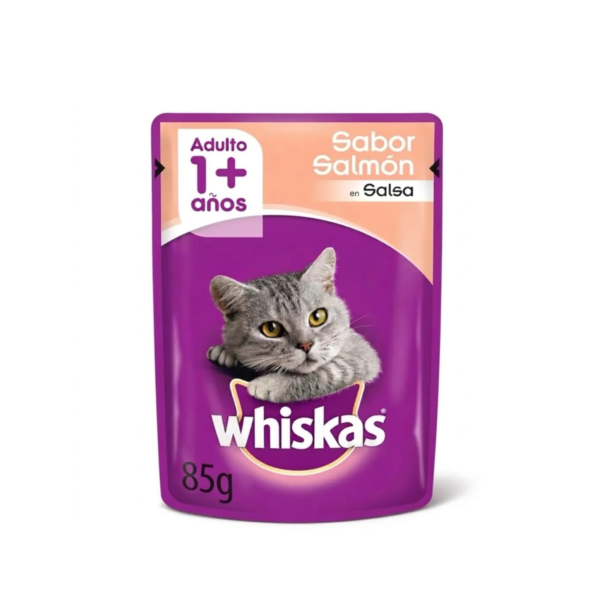 Whiskas Alimento Húmedo para Gatos Adultos Sabor Salmón - Sobrecito 85 g