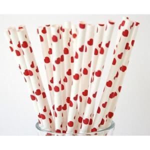 Red Heart Print Party Straws (25)