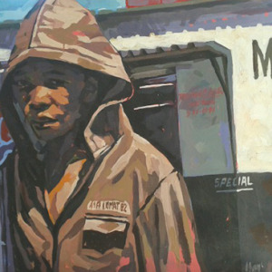 Boy in a hooded jacket