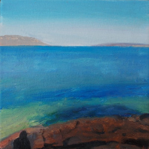 View from Roben Island with freize of men'