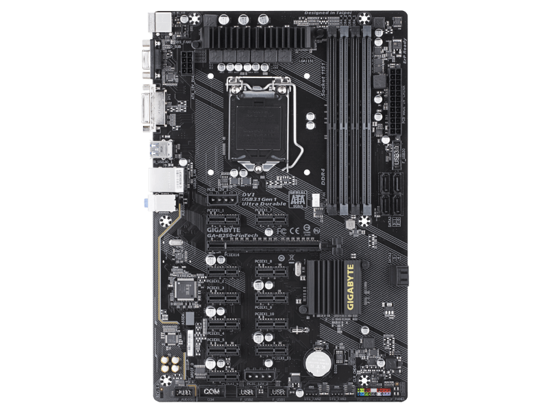 Gigabyte B250 FinTech Intel LGA1151 Socket Mining ATX Desktop ...
