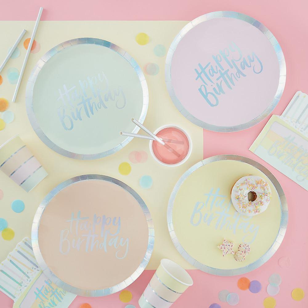 Pastel Party Happy Birthday Paper Plates (8) Party Supplies PartyLady