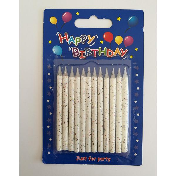 White Glitter Birthday Candles (12) Party Supplies PartyLady