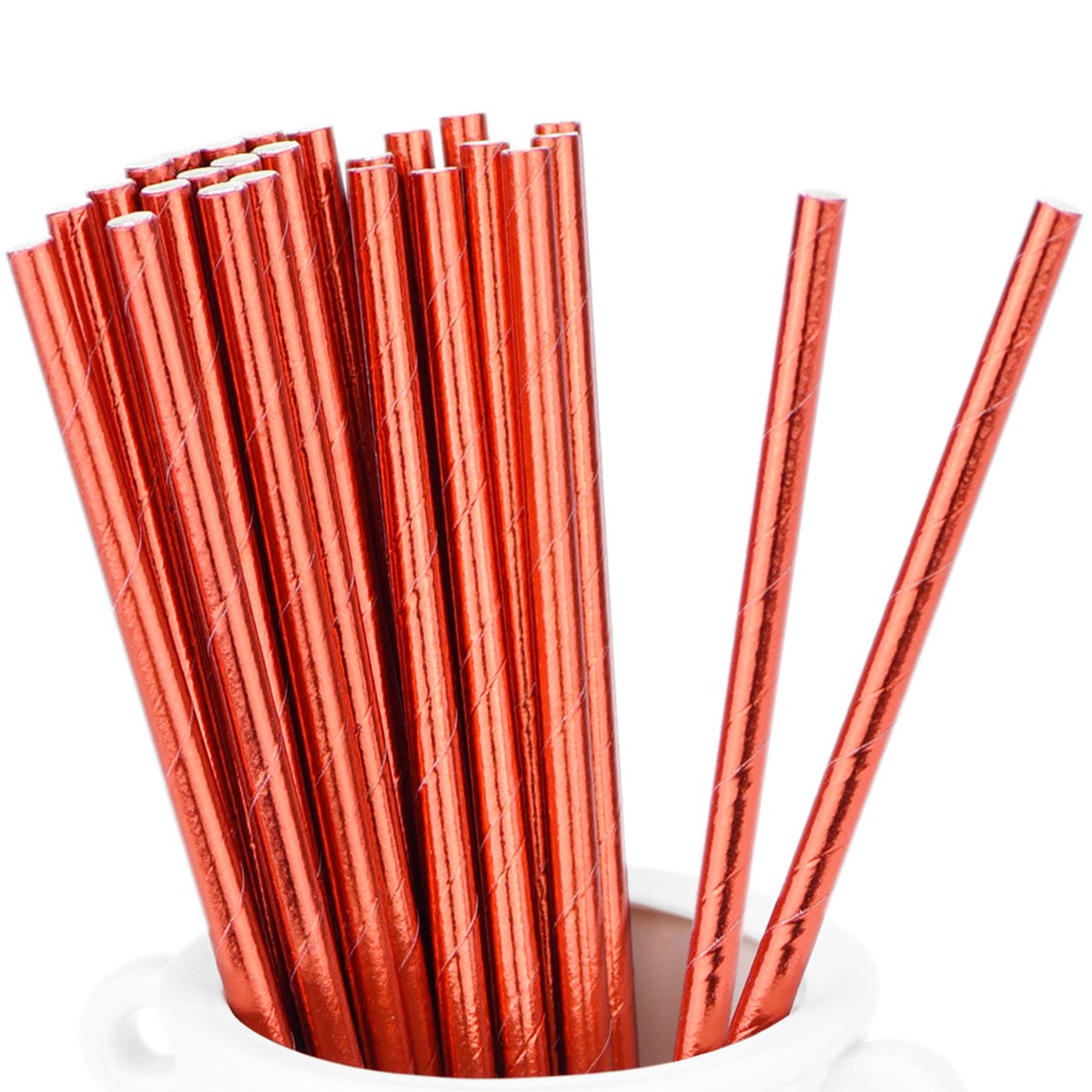 Solid Red Metallic Straws (25) Party Supplies PartyLady