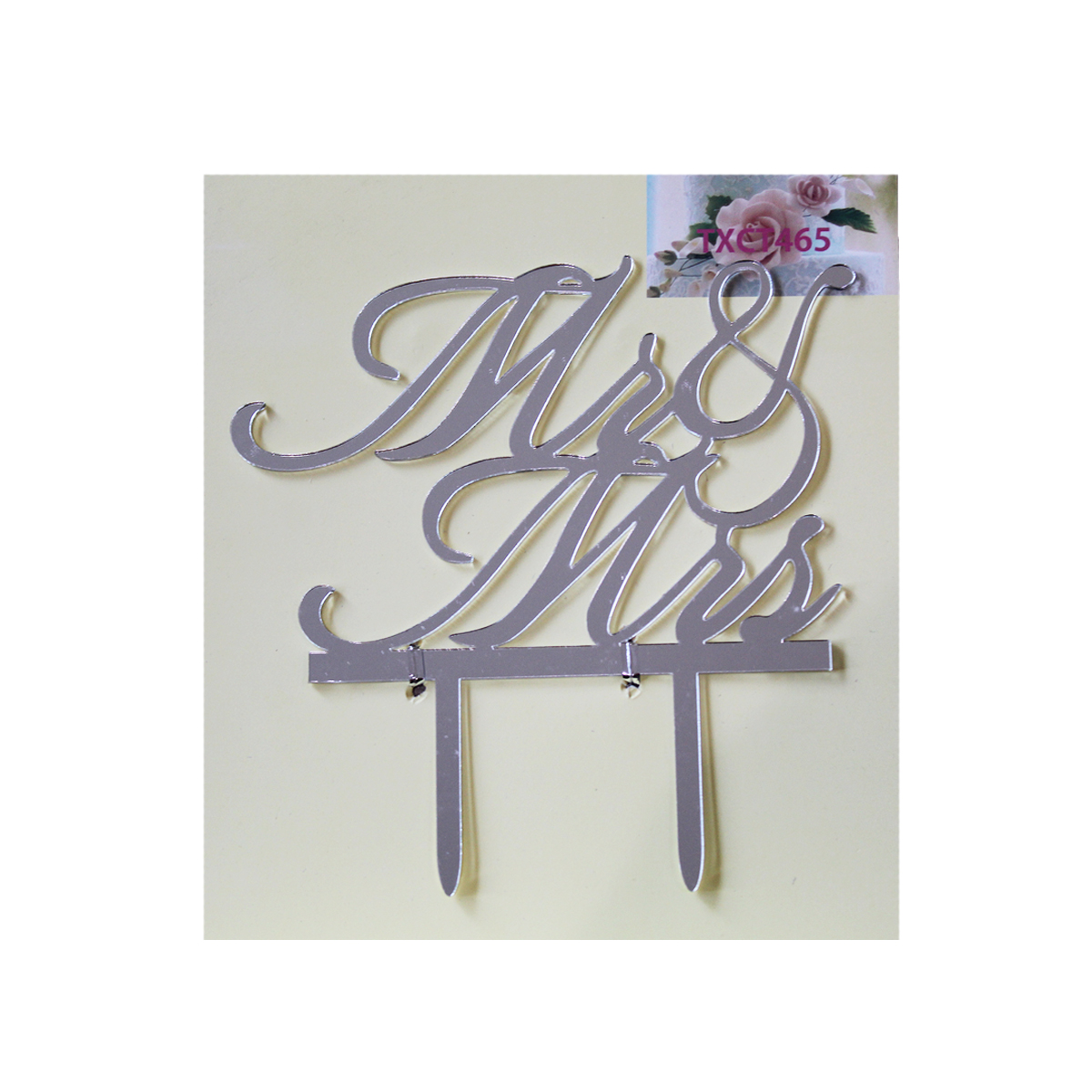 Silver Acrylic Mr & Mrs Cake Topper Party Supplies PartyLady