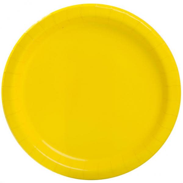 Neon Yellow Paper Plates Small (20) Party Supplies PartyLady