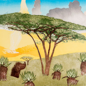 Umbrella tree (wood cut)