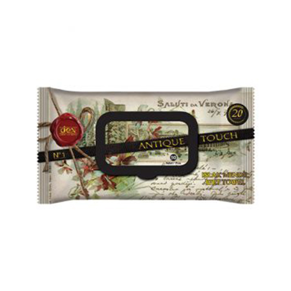 Luxury scented & moisturising wet wipes - Antique touch 50