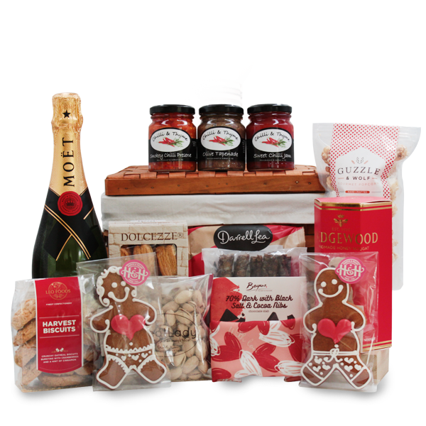 Valentine's Bubbles & Snacks Picnic Basket Gifts and Hampers Online
