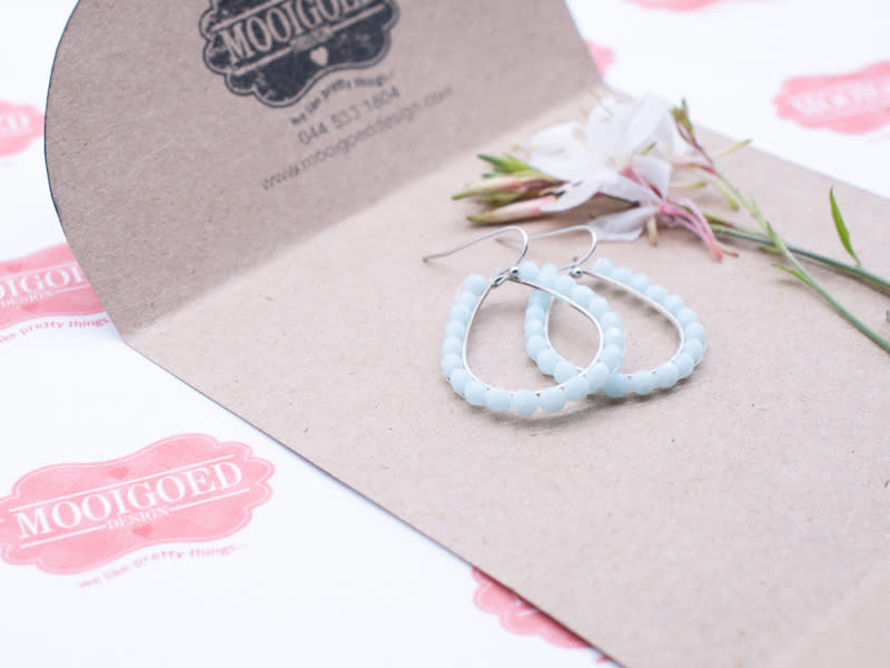 Tear Drop Crystal Beaded Earrings