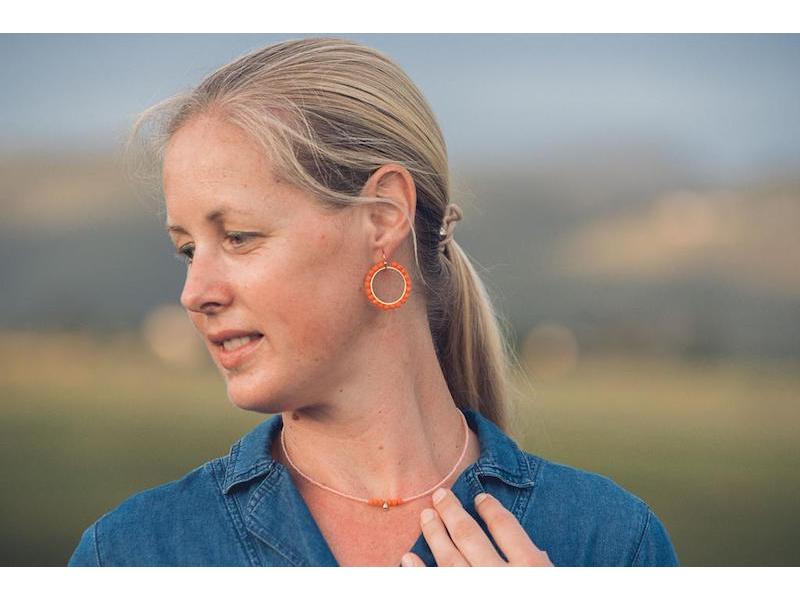 Gold Hoop Crystal Beaded Earrings