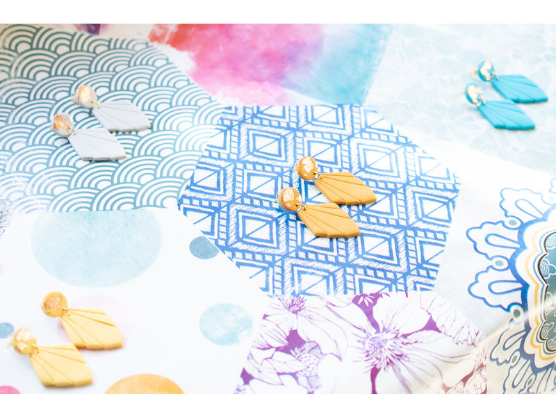 Embossed Fan Shape Earrings