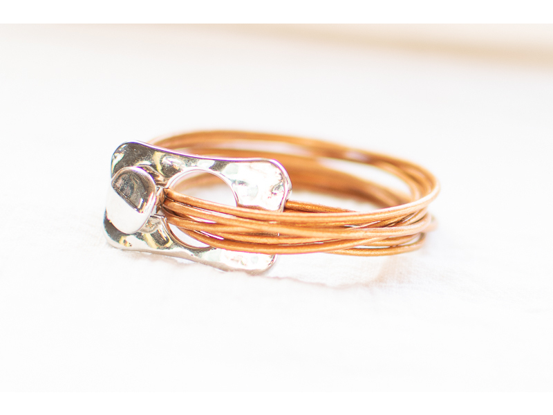 Clip in Clasp Leather Wrap Bracelet