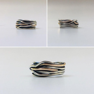 Sterling Silver & 9ct Rose Gold Wrap Ring 8g 92