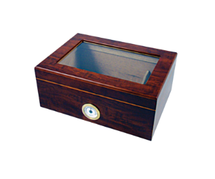 Brown Glass Top Humidor for 50 Cigars