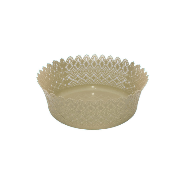 Caprichem products - Patterened Basket Round - Grey Two / Beige EACH