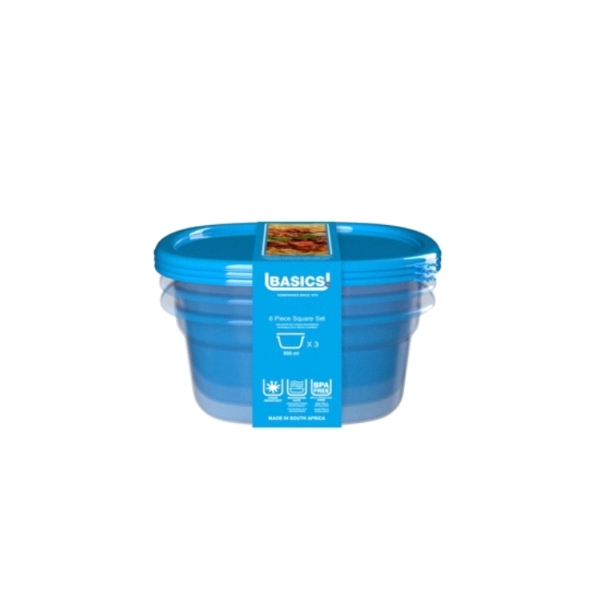 Caprichem products - Square Set Food Saver 6 Piece - 500ml P/PACK