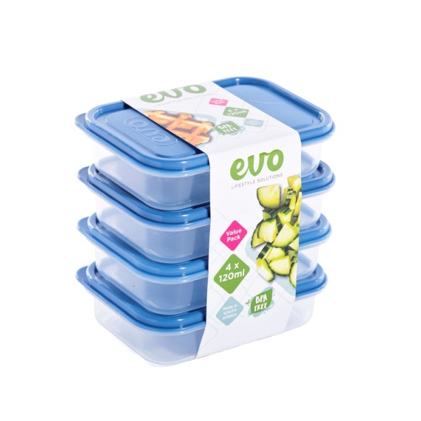 Related Products - Evo 120ml 4pc Snack Box Clear Base - Blue Lid P/SET