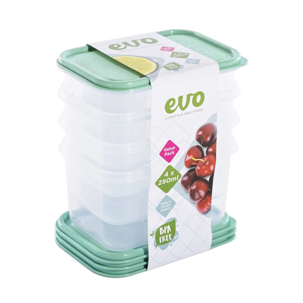 Related Products - Evo 250ml 4pc Snack Box Clear Base - Mint Lid P/SET