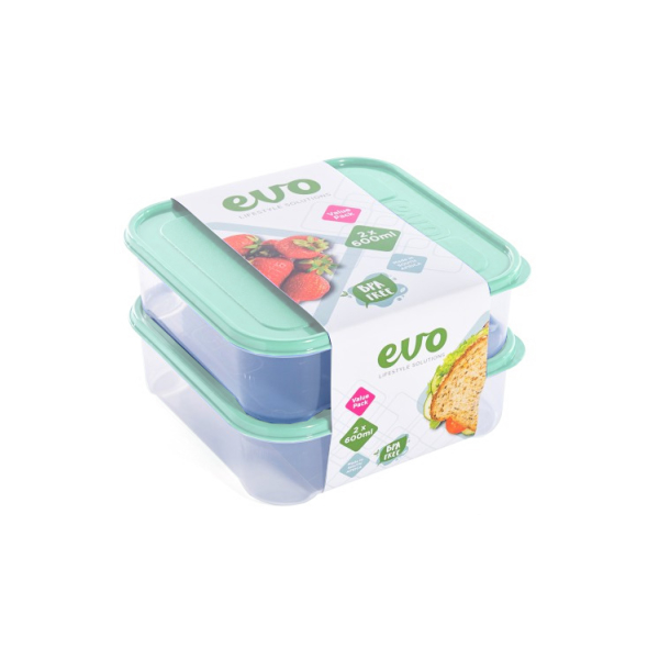 Related Products - Evo 600ml Lunch Box 2pc Clear Base - Mint Lid P/SET