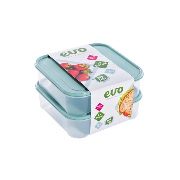 Related Products - Evo 600ml Lunch Box 2pc Clear Base - Sage Lid P/SET